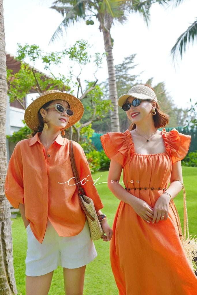 Đầm thiết kế tay bèo Linen tưng premium Cói Design