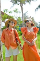 Đầm thiết kế tay bèo Linen tưng premium Cói Design