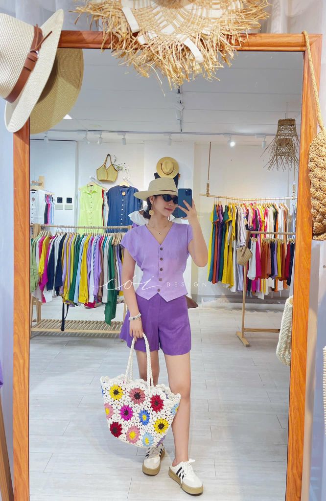 Áo gile tay xếp Linen tưng premium Cói Design
