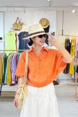 Áo sơ mi nút bọc tay liền Linen tưng premium Cói Design