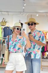 Áo danton họa tiết linen Nữ Cói Design