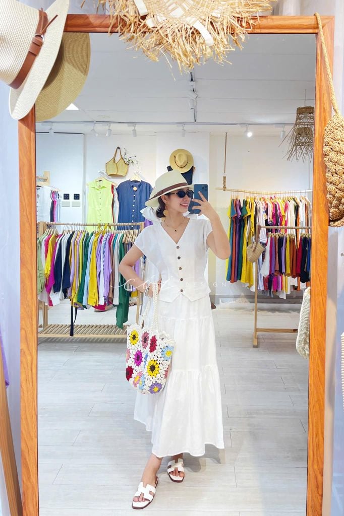 Áo gile tay xếp Linen tưng premium Cói Design