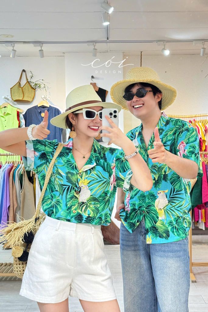 Áo danton họa tiết linen Nữ Cói Design