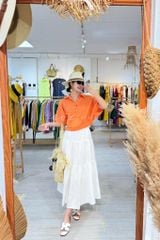 Áo sơ mi nút bọc tay liền linen tưng Cói Design