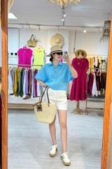 Áo sơ mi nút bọc tay liền Linen tưng premium Cói Design
