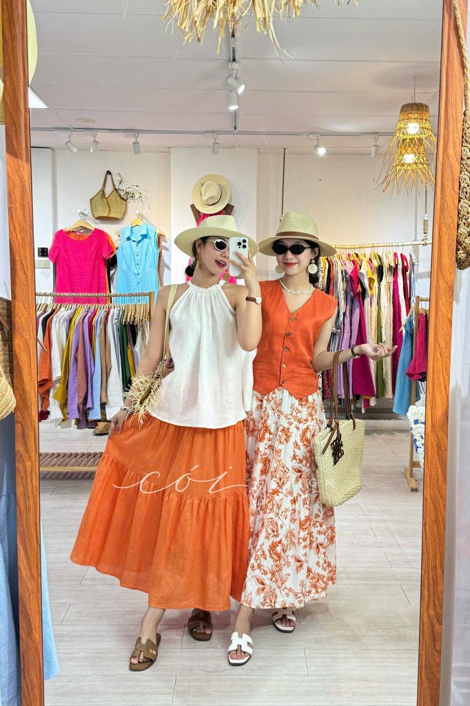 Chân váy tầng Linen tưng premium Cói Design