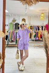 Quần short xếp ly lưng thun linen tưng premium Cói Design