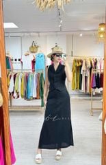 Áo gile cổ cánh én Linen tưng premium Cói Design