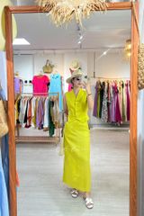 Áo gile cổ cánh én Linen tưng premium Cói Design