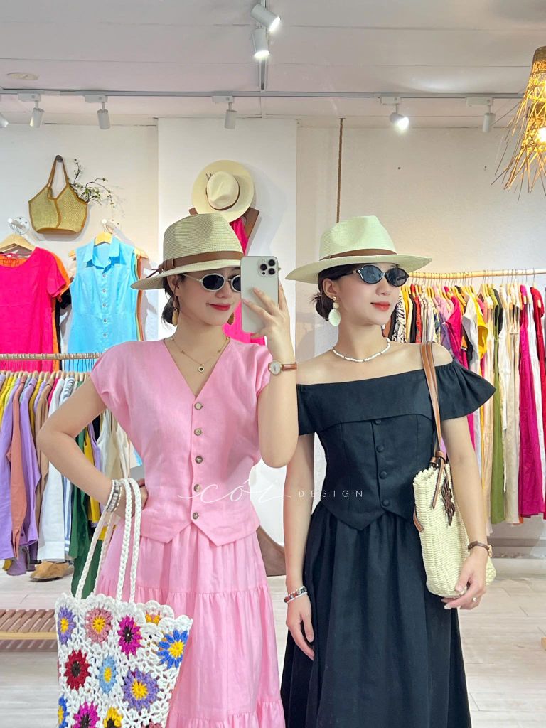 Áo gile tay xếp Linen tưng premium Cói Design