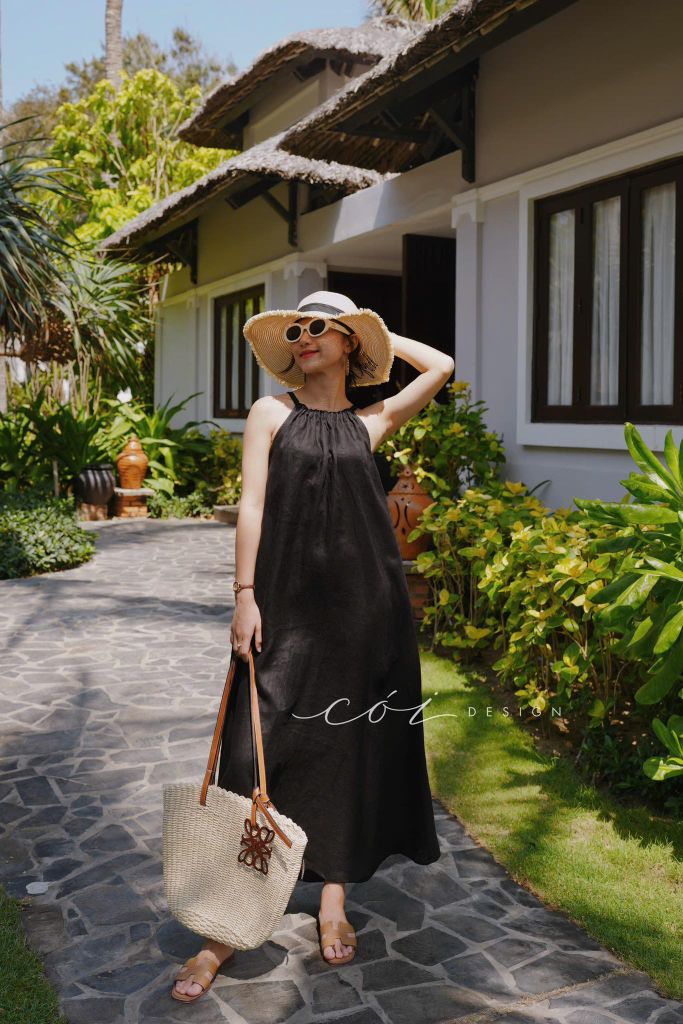 Đầm yếm suông Linen tưng premium Cói Design