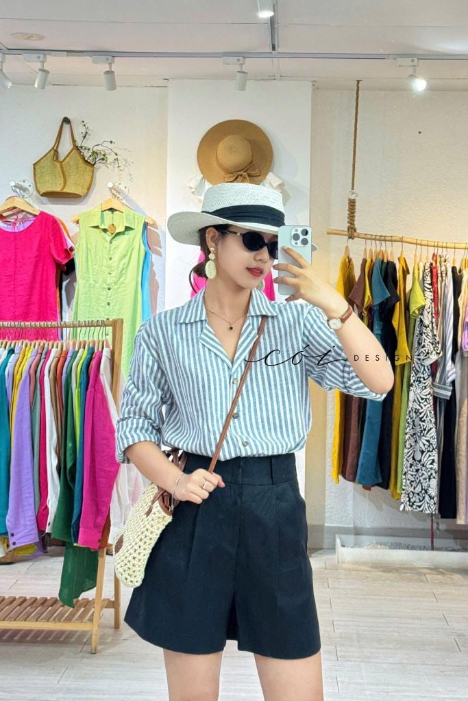 Áo danton tay dài Linen tưng premium Cói Design