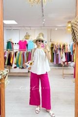 Quần suông nút bọc màu Linen tưng premium Cói Design