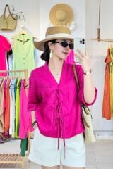 Áo cổ nhật phối dây Linen tưng premium Cói Design