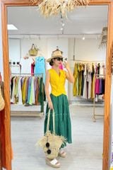 Áo gile nút bọc Linen tưng premium Cói Design