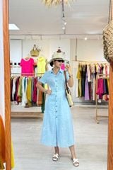 Đầm sơ mi tay ngắn form 8 mảnh Linen tưng premium Cói Design