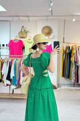 Đầm Boi cotton thêu khoét eo Cói Design