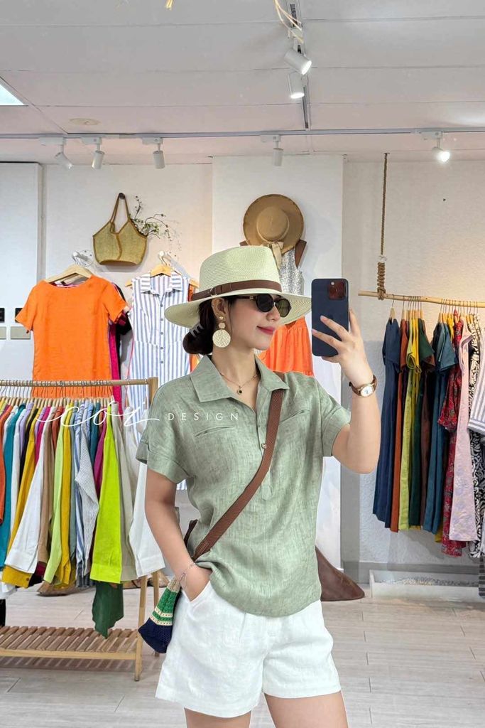 Áo sơ mi 2 túi mổ linen tưng premium Cói Design