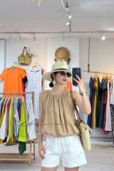 Áo cổ xếp nhún sát nách linen Cói Design
