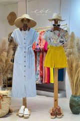 Áo danton họa tiết linen Nữ Cói Design