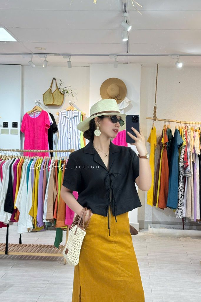 Áo Danton Thắt Nơ Linen Cói Design