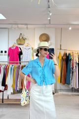 Áo danton thắt nơ linen tưng premium Cói Design