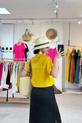 Áo danton thắt nơ linen tưng premium Cói Design