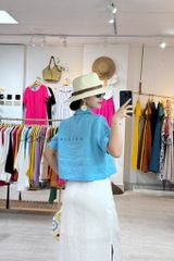 Áo danton thắt nơ linen tưng premium Cói Design