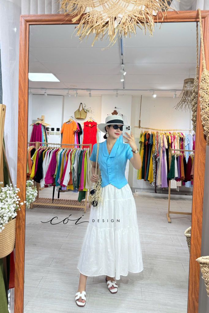 Áo cổ cánh én tay ngắn Linen tưng premium Cói Desgin