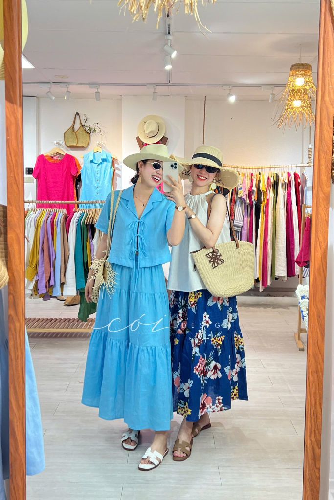 Áo danton thắt nơ linen tưng premium Cói Design