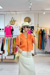 Áo danton thắt nơ linen tưng premium Cói Design