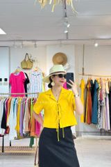 Áo danton thắt nơ linen tưng premium Cói Design