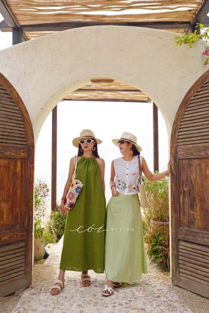 Đầm yếm suông Linen tưng premium Cói Design