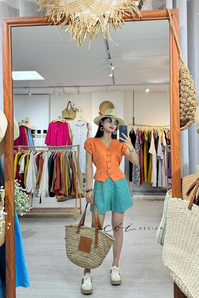 Quần short xếp ly linen Cói Design