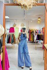 Quần suông sọc xếp ly phối dây linen tưng premium Cói Design