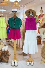 Áo sơ mi croptop rút dây linen tưng Cói Design