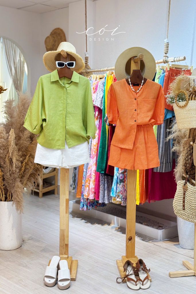 Áo cổ tròn tay xếp linen tưng premium Cói Design