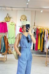 Quần suông sọc xếp ly phối dây linen tưng premium Cói Design