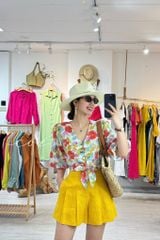 Áo croptop tay bí phối dây linen Cói Design