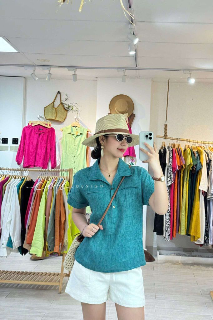 Áo sơ mi 2 túi mổ linen tưng premium Cói Design