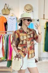 Áo sơ mi họa tiết linen tưng Cói Design