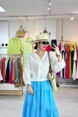 Áo cổ trụ 19 nút bọc màu Linen tưng premium Cói Design