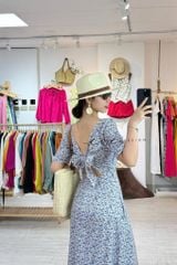 Đầm phối nơ lưng linen hàn Cói Design