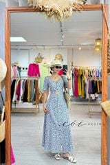 Đầm phối nơ lưng linen hàn Cói Design