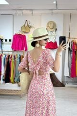 Đầm phối nơ lưng linen hàn Cói Design