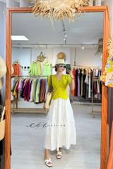 Áo gile xéo nút tay ngắn linen tưng premium Cói Design