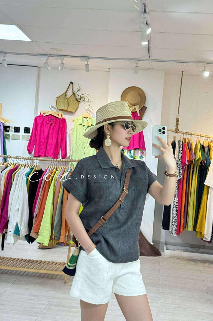 Áo sơ mi 2 túi mổ linen tưng premium Cói Design
