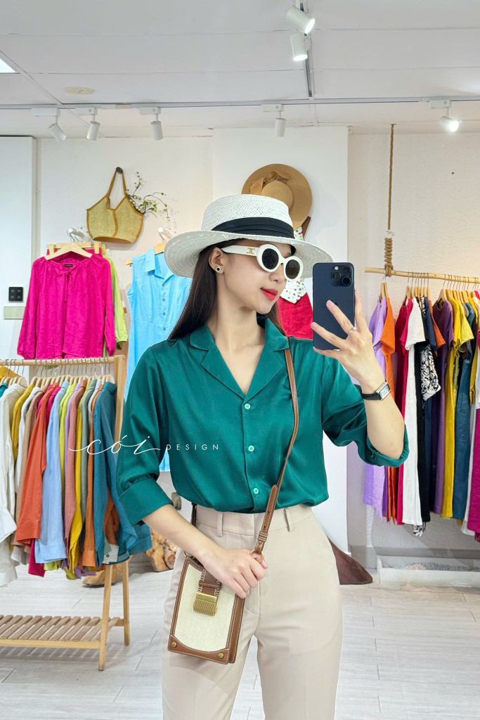 Áo lụa danton tay dài Cói Design