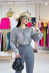 Áo lụa cổ nhún tay phồng Cói Design