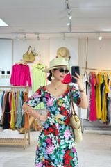 Đầm phối nơ lưng linen hàn Cói Design